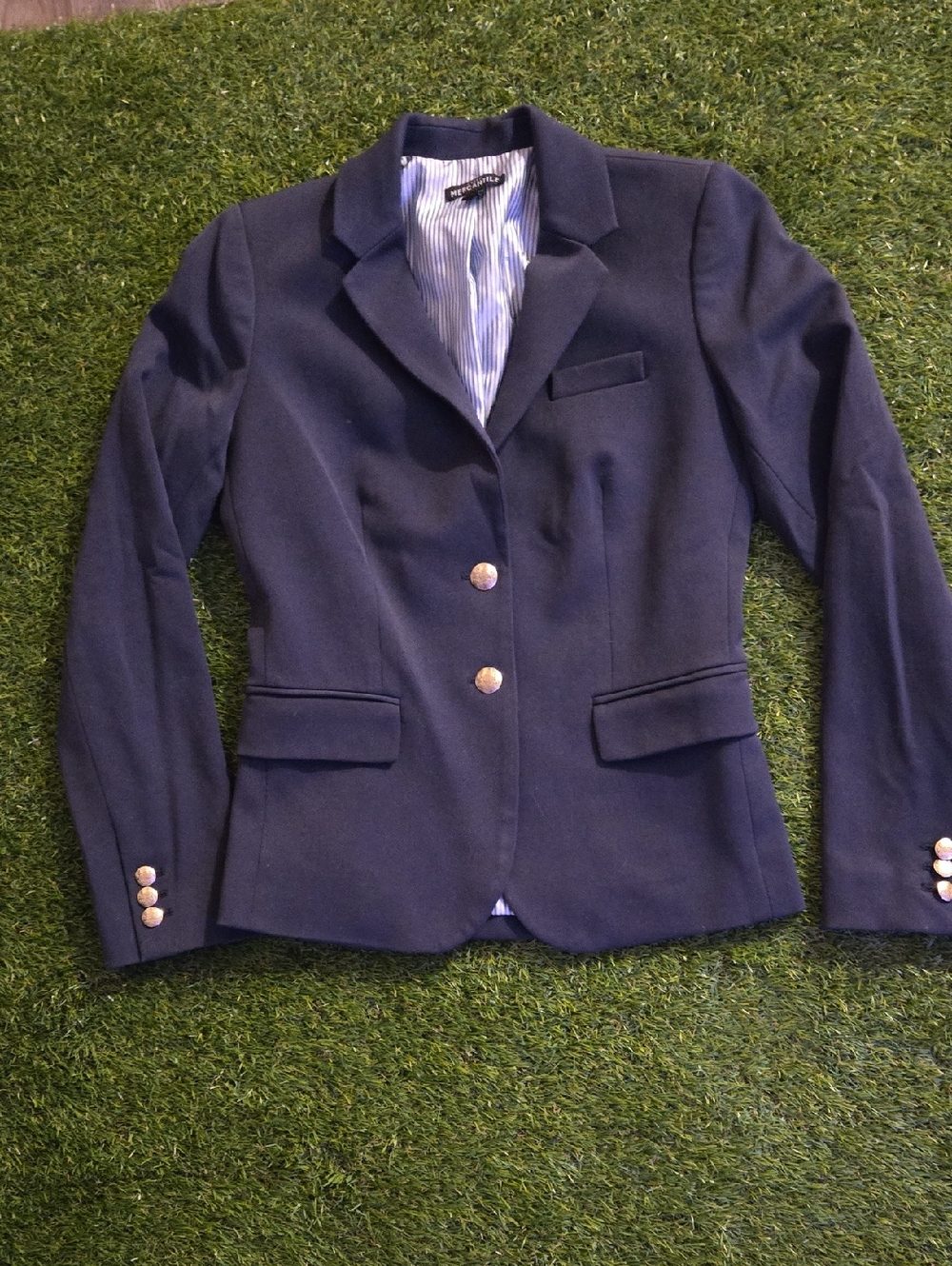 J. Crew Navy Tailored Blazer with Gold Buttons
